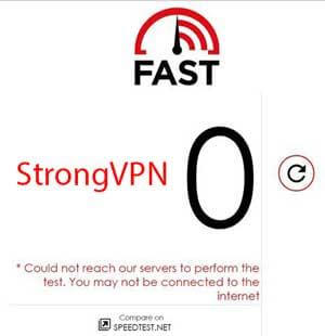 fast.com StrongVPN Test Resultl (failed)